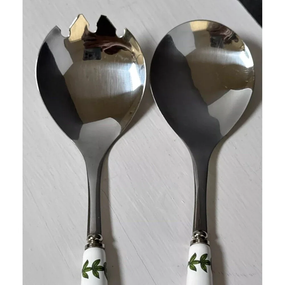 Portmeirion Botanic Garden Set of 2 Salad Servers Flowers Butterfly Utensils